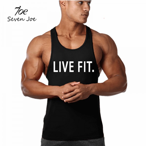 Seven Joe.Men's Tank Tops Muscle Stringer New Cotton Body Building and Fitness Pro Combat letter print Vests Clothing