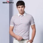 Seven7 Men Slim Fit Polo Shirts Short Sleeve Contrast Color Striped Fashion Polo Shirts Casual Breathable Polo Shirts 110T50330