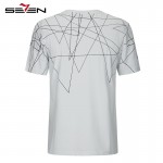 Seven7 Summer Men Trendy T-Shirts Lines Abstract Graphic Print Slim Fit T Shirts Short Sleeve O Neck Casual T-Shirts 112T58540