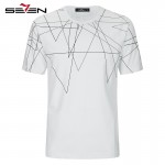 Seven7 Summer Men Trendy T-Shirts Lines Abstract Graphic Print Slim Fit T Shirts Short Sleeve O Neck Casual T-Shirts 112T58540
