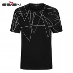 Seven7 Summer Men Trendy T-Shirts Lines Abstract Graphic Print Slim Fit T Shirts Short Sleeve O Neck Casual T-Shirts 112T58540