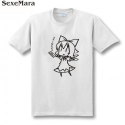 SexeMara free shipping line drawing Touhou Project Cirno ZUNSOFT ZUN sitcoms couple clothes man men male  T-shirt