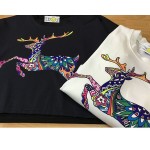 Sexy 2017 Spring  Summer New Leisure Cotton T Shirt Batwing Sleeve Fashion Deer  Animal Print Women Tops Tshirt White Black Tees
