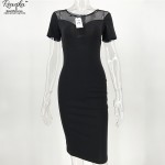 Sexy Bandage Dress 2017 Summer Black Dress Short Sleeve Mesh Patchwork Dresses Elegant Pencil Bodycon Back Zippper Dress Vestido