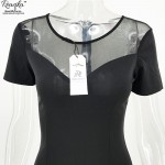 Sexy Bandage Dress 2017 Summer Black Dress Short Sleeve Mesh Patchwork Dresses Elegant Pencil Bodycon Back Zippper Dress Vestido