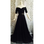Sexy Black Maxi Dress 2016 Women Vintage Slash Neck Evening Party Dress Bodycon Female Elegant Summer Long Dresses Vestidos
