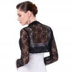 Sexy Black White Lace Bolero Elegant Ladies Shrug Long Sleeve Plus Size S-3XL Wedding Evening Prom Cropped Lace Bolero Shrugs