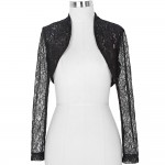 Sexy Black White Lace Bolero Elegant Ladies Shrug Long Sleeve Plus Size S-3XL Wedding Evening Prom Cropped Lace Bolero Shrugs
