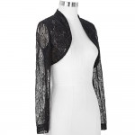 Sexy Black White Lace Bolero Elegant Ladies Shrug Long Sleeve Plus Size S-3XL Wedding Evening Prom Cropped Lace Bolero Shrugs