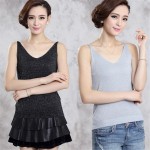 Sexy Knitted Tank Tops Women Gold Thread Top Vest Sequined V Neck Long Tank Tops Blusa Solid Silver Camis Beige Fitness Sweater