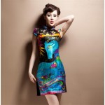 Sexy Lace Cheongsam Dresses Fashion 2017 New Chinese Style Retro Slim Summer Large Size M--4XL women dress