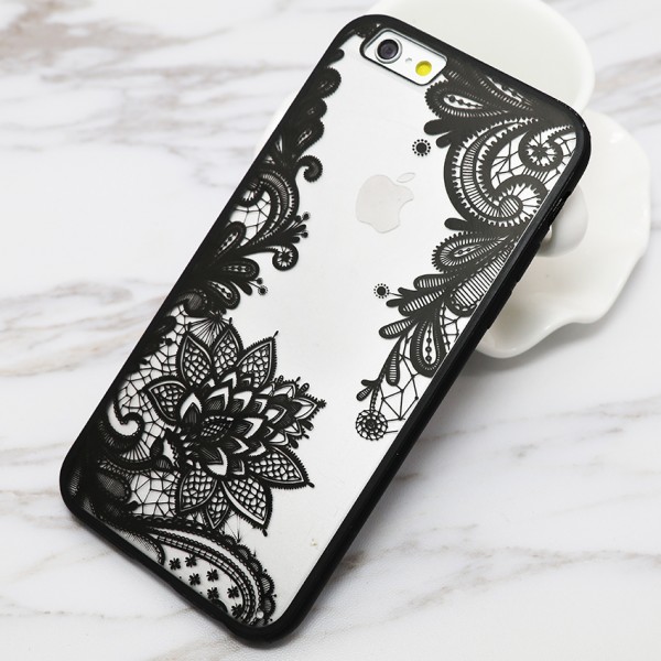 Sexy Lace Floral Paisley Flower Mandala Henna Clear Case For iphone 6 6S Plus 6Plus Phone Cases Fashion Cartoon Capa Back Cover
