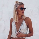 Sexy Lace V Neck Camisole little silver Camis Women Sleeveless Off Shoulder Female Short Strap Tops Brief Style cute Crop Tops