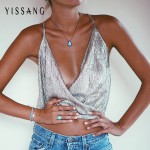 Sexy Lace V Neck Camisole little silver Camis Women Sleeveless Off Shoulder Female Short Strap Tops Brief Style cute Crop Tops