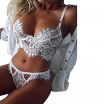 Sexy Lingerie Lace Underwear Vest Top G-string Bra Panty Set White Black For Women Transparent bra brief set club  Sex Product
