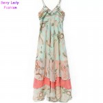 Sexy MAXI Women's BOHEMIAN Printed Floral Spaghetti Strap Long Chiffon Dresses Fashion Gisele Long Dress Ethnic Free ship