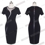 Sexy Polka Dot Mesh Bodycon Women Summer Dress With Full Back Zipper Elegant O Neck Slim Fitted Pencil Dress Plus Size B215 B268