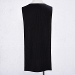 Sexy Side Split Black Women Tank Top Loose Deep V Neck Sleeveless Front Short Back Long Crop Top Christmas Party Feminino Tops