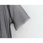 Sexy Transparent Black color Lace Mesh Dress 2017 New Woman O neck Short Sleeve Long Dresses Femme