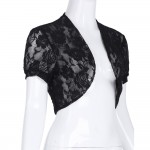 Sexy White Black Women Shrug Bolero Exquisite Lace Cropped Bomber Jacket Evening Party Shrugs Womens Coat Open Stitch Lady Cloth