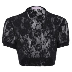 Sexy White Black Women Shrug Bolero Exquisite Lace Cropped Bomber Jacket Evening Party Shrugs Womens Coat Open Stitch Lady Cloth