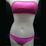 Sexy bandeau swimwear bikini set top & bottom 2017 beach swim push up vintage sequined bathing suit women maillot de bain femme