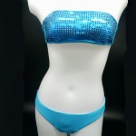 Sexy bandeau swimwear bikini set top & bottom 2017 beach swim push up vintage sequined bathing suit women maillot de bain femme