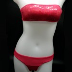 Sexy bandeau swimwear bikini set top & bottom 2017 beach swim push up vintage sequined bathing suit women maillot de bain femme