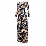 Sexy design golden chain print femme vestidos women summer dress riche robe african clothing maxi long dress