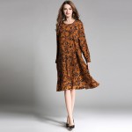 Shanto pleated plus size printed vintage dress long sleeve for women 2017 spring midi long oversized loose dresses female 1911LY