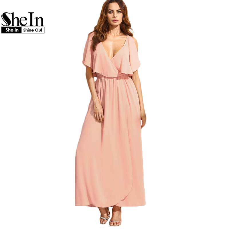 shein pink maxi dress