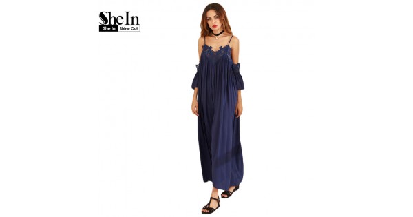 ladies navy maxi dress