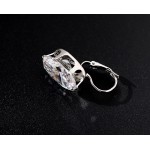 Silver Plated Big Oval Zircon Hoop Earrings for Women Fashion Austrian Crystal 13*18mm CZ Bijoux Girls