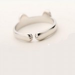 Silver Plated Cat Ear Ring Design Cute Fashion Jewelry Cat Ring For Women and Girl Gifts Adjustable charms Anel GSZR0064