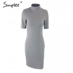 Simplee Apparel half sleeve turtleneck sexy women knitted dresses Spring summer evening party bodycon dress vestidos de fiesta