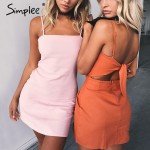 Simplee Backless 2017 beach summer dress women sundress Bow casual linen sexy dress Slim fit bodycon white short dress vestidos