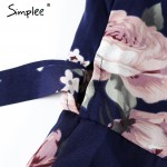 Simplee Boho floral print mermaid long dress Summer beach vintage split women dress robe Elegant sashes bow maxi dress vestidos