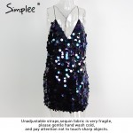 Simplee Deep V sequin sundress Backless luxury slip dress sexy party short dress women 2016 autumn winter dress vestido Camisole