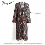Simplee Embroidery summer dress women Vintage transparent mesh party dresses V neck split fringe sexy dress vestidos de festa