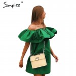 Simplee Ruffles off shoulder summer dress Women streetwear sleeveless short dress White sexy vestidos tube beach red dresses