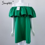 Simplee Ruffles off shoulder summer dress Women streetwear sleeveless short dress White sexy vestidos tube beach red dresses