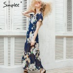 Simplee Sexy floral summer dress Maxi wedding party dress women Boho v neck vintage dresses vestidos