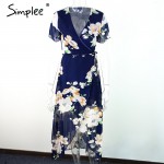 Simplee Sexy floral summer dress Maxi wedding party dress women Boho v neck vintage dresses vestidos