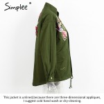 Simplee Unlined zipper basic jacket coat women jacket 2016 autumn winter 3d applique oversized casual outwear coats streetwear