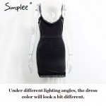 Simplee Velvet lace dress women Sexy fringe bodycon dress Elegant red evening party short dresses 2016 vestidos