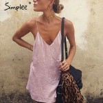 Simplee Velvet women dress shirt 2017 Vintage short party dresses Backless v neck slip winter dress vestidos