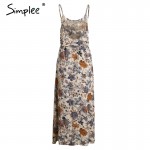 Simplee Vintage summer dress women sundress Hollow out boho floral print maxi dress 2017 beach dress Strappy vestidos de festa