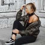 Simplee Winter cotton label pilot jacket coat Casual short top basic parka Women autumn cool padded biker bomber jacket veste