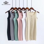 Single-breasted vest dress 2018 spring and summer new European and American women Slim knitted cotton dress