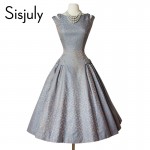 Sisjuly 1950s vintage dress spring party style elegant dresses with lace a-line o-neck dresses sleeveless female vintage dress